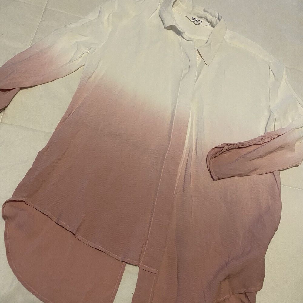 BB Dakota Pink White Buttonup Shirt Size XS Professional Open Back